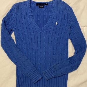 Ralph Lauren Cable Knit Sweater - V-Neck - XS